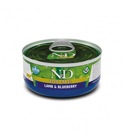 Farmina n&d deliciuos grain free gatto prime con agnello e mirtilli da 70 gr in lattina