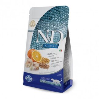 FARMINA N&D OCEAN HEALTHY GRAINS GATTO ADULT CON MERLUZZO, FARRO, AVENA E ARANCIA DA 1,5 KG