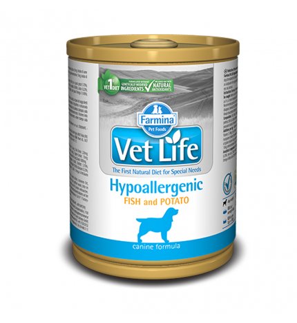 FARMINA VET LIFE CANE HYPOALLERGENIC PESCE & PATATE DA 300 GR IN LATTINA