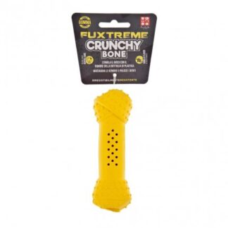 FERRIBIELLA CANE GIOCO FUXTREME OSSO CRUNCHY BONE IN GOMMA GIALLO TG. MEDIUM DA 14 CM