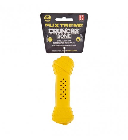 FERRIBIELLA CANE GIOCO FUXTREME OSSO CRUNCHY BONE IN GOMMA GIALLO TG. MEDIUM DA 14 CM