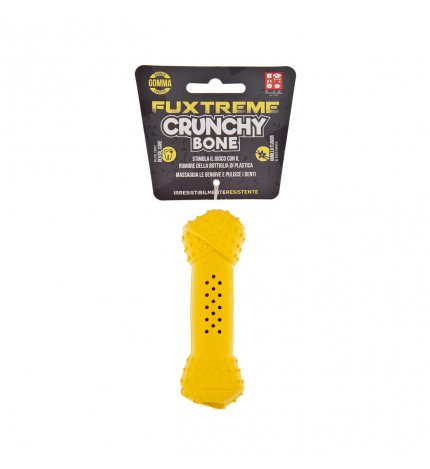 FERRIBIELLA CANE GIOCO FUXTREME OSSO CRUNCHY BONE IN GOMMA GIALLO TG. SMALL DA 10,8 CM