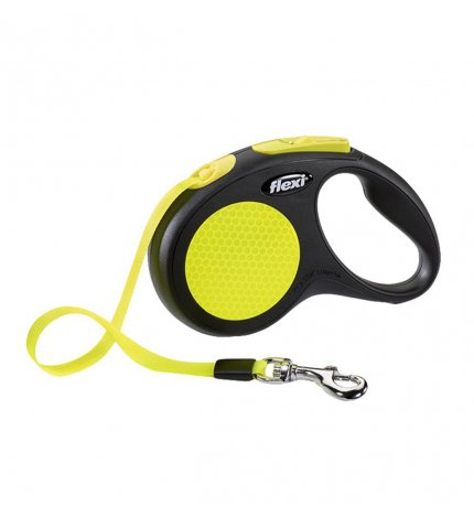 FLEXI CANE GUINZAGLIO NEW NEON FETTUCCIA S 5 METRI MAX 20 KG GIALLO