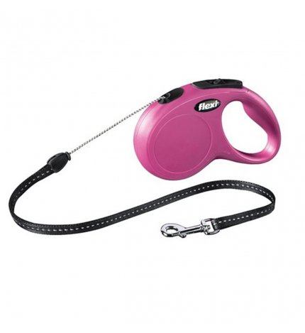 FLEXI CANE GUINZAGLIO NEW CLASSIC CORDA S 5M ROSA MAX 12 KG