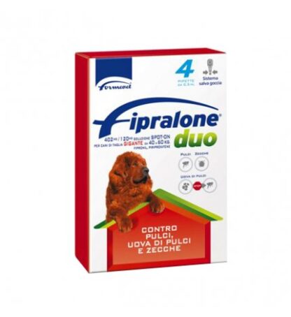 Formevet antiparassitario fipralone duo spot on per cani di taglia gigante da 40 a 60 kg 4 pipette da 4,02 ml