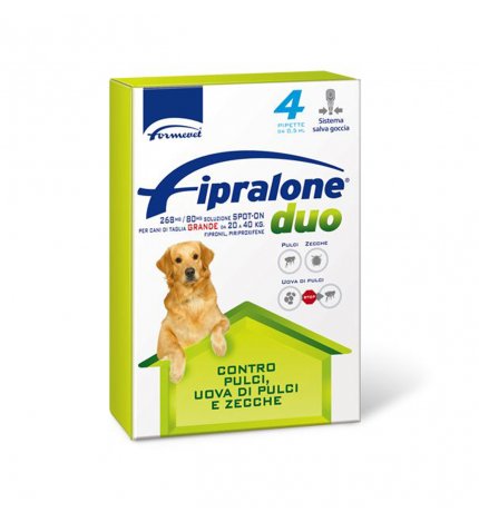Formevet antiparassitario fipralone duo spot on per cani di taglia grande da 20 a 40 kg 4 pipette da 2,68 ml