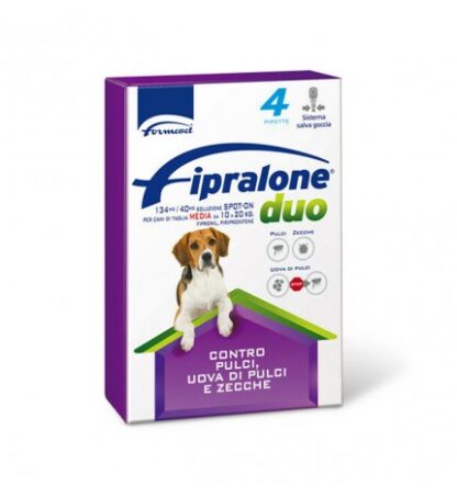 Formevet antiparassitario fipralone duo spot on per cani di taglia media da 10 a 20 kg 4 pipette da 1,34 ml