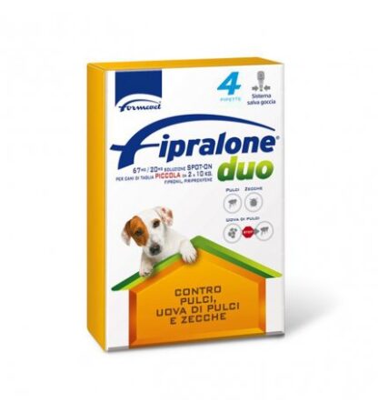 Formevet antiparassitario fipralone duo spot on per cani di taglia piccola da 2 a 10 kg 4 pipette da 0,67 ml
