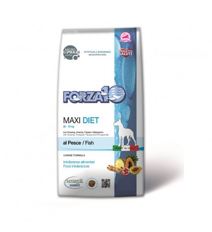 FORZA10 CANE DIET ADULT MAXI PESCE GINSENG ANANAS PAPAYA E MELOGRANO DA 12 KG