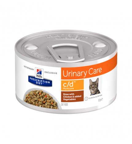 HILL'S PRESCRIPTION DIET GATTO C/D CON SPEZZATINO DI POLLO E VERDURE DA 82 GR IN LATTINA