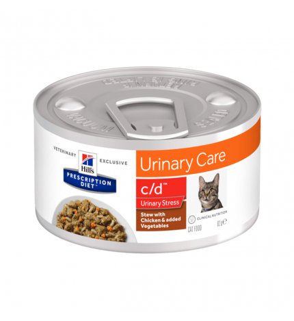 HILL'S PRESCRIPTION DIET GATTO C/D URINARY STRESS CON SPEZZATINO AL POLLO E VERDURE DA 82 GR IN LATTINA