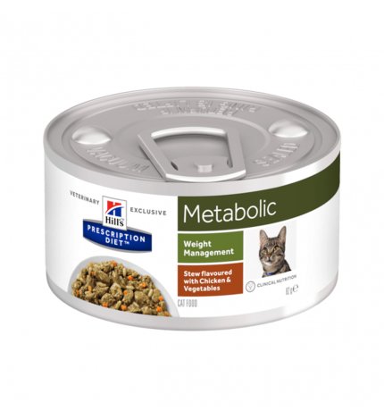 HILL'S PRESCRIPTION DIET GATTO METABOLIC CON SPEZZATINO AL POLLO E VERDURE DA 82 GR IN LATTINA