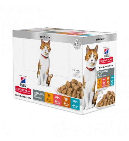 HILL'S SCIENCE PLAN GATTO YADULT STERILISED MULTIPACK 10+2 DA 85 GR IN BUSTA