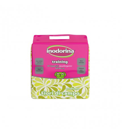 INODORINA TAPPETINI IGIENICI IPOALLERGENICI PROFUMO FIORI DI CAMPO 60 x 90 CM  DA 40 PEZZI