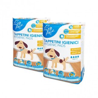 LEOPET CANE TAPPETINO TRAVERSINA ASSORBENTE 60 x 60 CM 2 CONFEZIONI DA 30 PEZZI