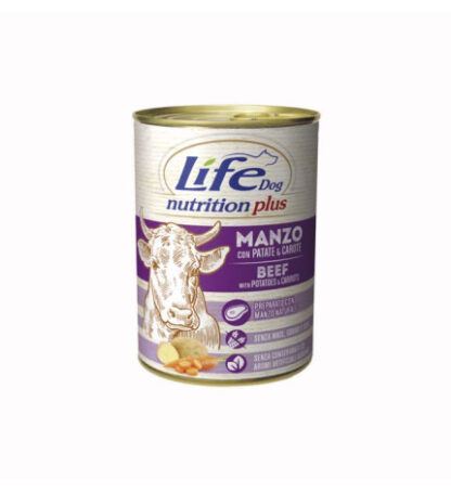 Lifepetcare cane life dog complete menu con manzo e patate da 400 gr in lattina