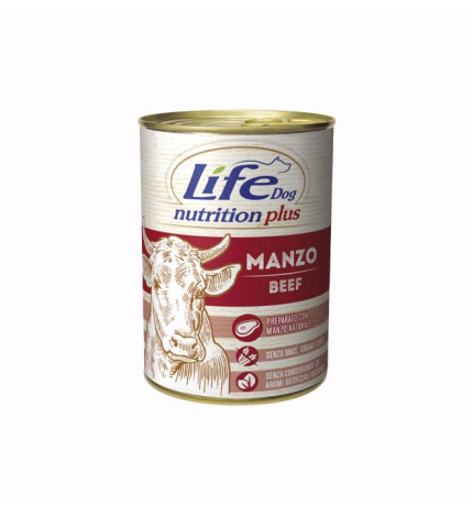 Lifepetcare cane life dog complete menu con manzo da 400 gr in lattina
