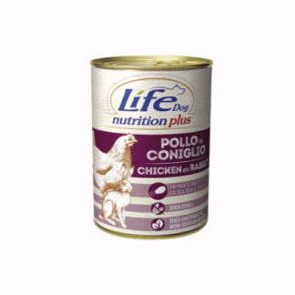 Lifepetcare cane life dog con pollo e coniglio da 400 gr in lattina