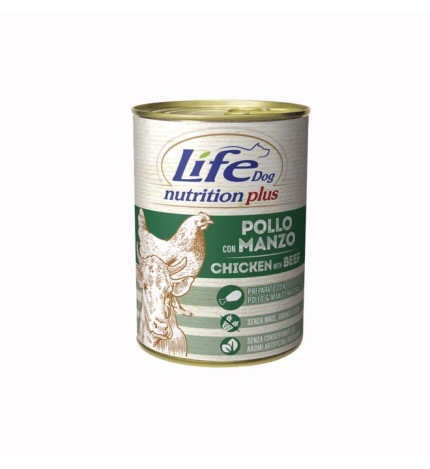 Lifepetcare cane life dog con pollo e manzo da 400 gr in lattina