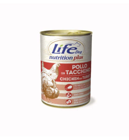 Lifepetcare cane life dog con pollo e tacchino da 400 gr in lattina