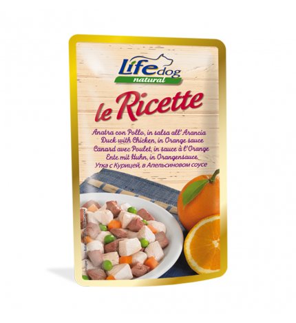 LIFEPETCARE CANE LIFE DOG NATURAL LE RICETTE ANATRA CON POLLO IN SALSA ALL'ARANCIA DA 95 GR IN BUSTA