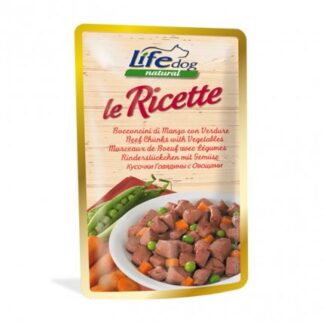 Lifepetcare cane life dog natural le ricette bocconcini di manzo con verdure da 95 gr in busta