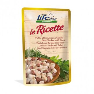 Lifepetcare cane life dog natural le ricette pollo alle erbe da 95 gr in busta