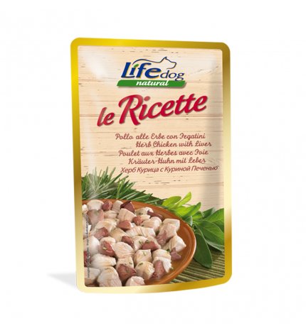 Lifepetcare cane life dog natural le ricette pollo alle erbe da 95 gr in busta