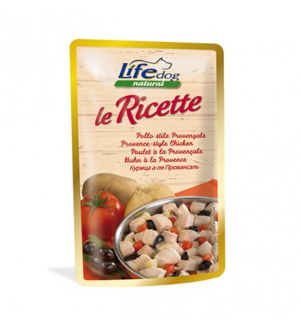 Lifepetcare cane life dog natural le ricette pollo stile provenzale da 95 gr in busta