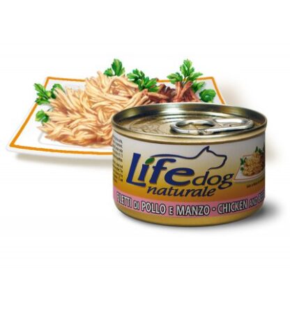 LIFEPETCARE CANE LIFE DOG NATURALE FILETTI DI POLLO E MANZO DA 90 GR IN LATTINA