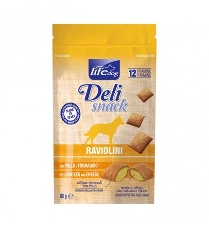 LIFEPETCARE CANE SNACK LIFE DOG DELI SNACK RAVIOLINI CON POLLO E FORMAGGIO DA 60 GR