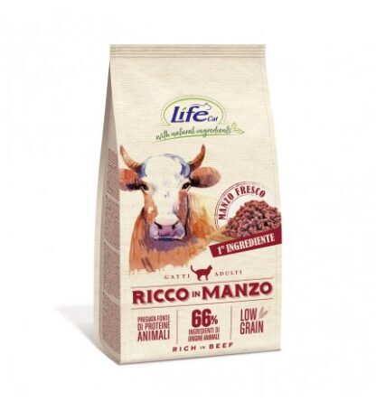 Lifepetcare gatto adult low grain con manzo fresco da 400 gr