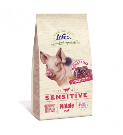 Lifepetcare gatto adult sensitive con maiale fresco da 400 gr
