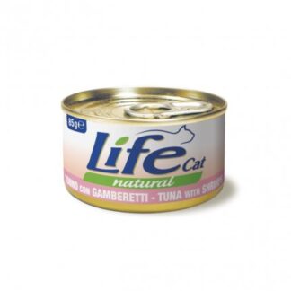 LIFEPETCARE GATTO LIFE CAT NATURAL AL TONNO CON GAMBERETTI DA 85 GR IN LATTINA