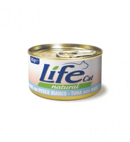 LIFEPETCARE GATTO LIFE CAT NATURAL AL TONNO CON PESCE BIANCO DA 85 GR IN LATTINA