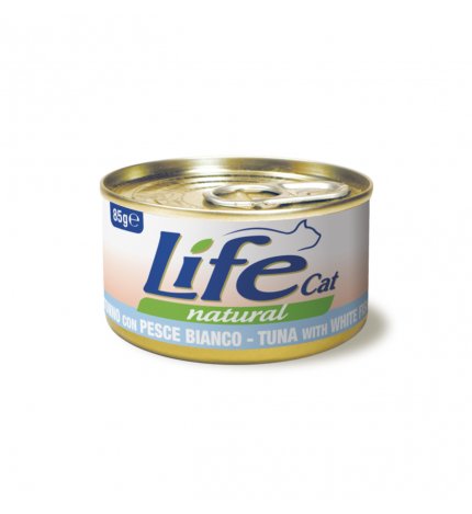 LIFEPETCARE GATTO LIFE CAT NATURAL AL TONNO CON PESCE BIANCO DA 85 GR IN LATTINA