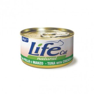 LIFEPETCARE GATTO LIFE CAT NATURAL AL TONNO CON POLLO E MANZO DA 85 GR IN LATTINA