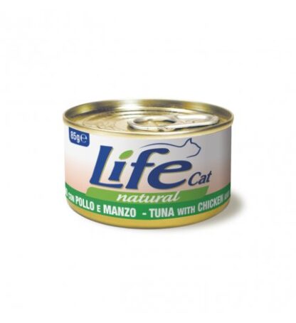 LIFEPETCARE GATTO LIFE CAT NATURAL AL TONNO CON POLLO E MANZO DA 85 GR IN LATTINA