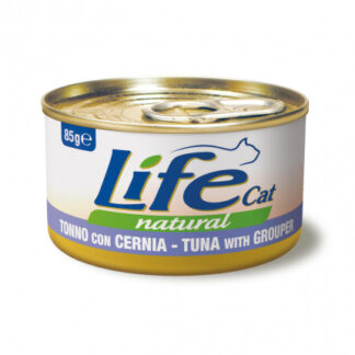 Lifepetcare gatto life cat natural al tonno e cernia da 85 gr in lattina