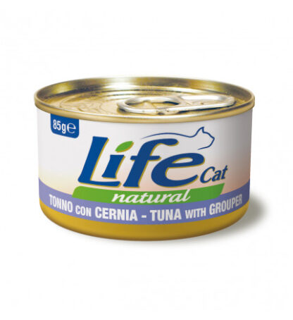 Lifepetcare gatto life cat natural al tonno e cernia da 85 gr in lattina