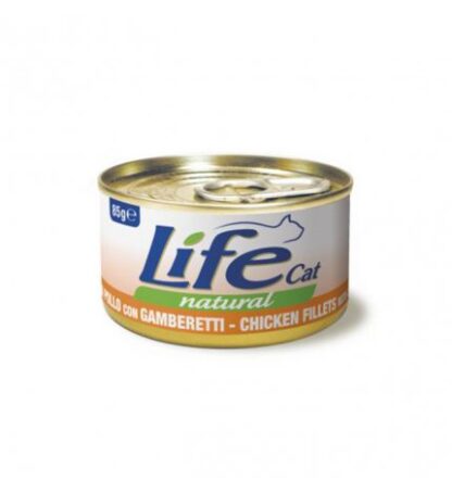 LIFEPETCARE GATTO LIFE CAT NATURAL FILETTI DI POLLO CON GAMBERETTI DA 85 GR IN LATTINA