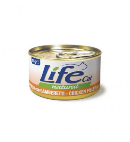 LIFEPETCARE GATTO LIFE CAT NATURAL FILETTI DI POLLO CON GAMBERETTI DA 85 GR IN LATTINA