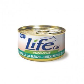 LIFEPETCARE GATTO LIFE CAT NATURAL FILETTI DI POLLO CON MANZO DA 85 GR IN LATTINA
