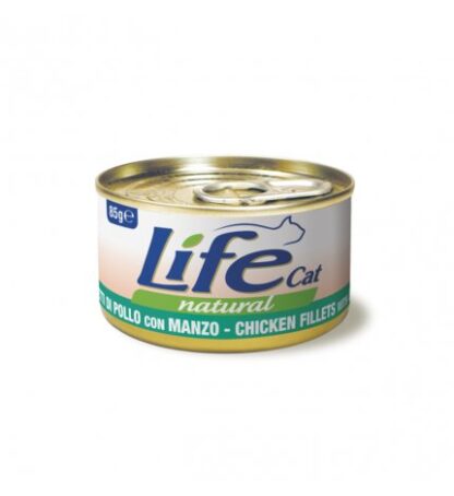 LIFEPETCARE GATTO LIFE CAT NATURAL FILETTI DI POLLO CON MANZO DA 85 GR IN LATTINA