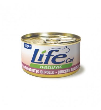 LIFEPETCARE GATTO LIFE CAT NATURAL FILETTI DI POLLO CON PROSCIUTTO DI POLLO DA 85 GR IN LATTINA