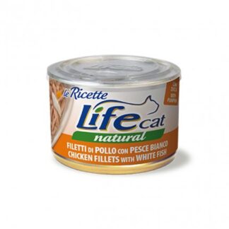 LIFEPETCARE GATTO LIFE CAT NATURAL LE RICETTE CON FILETTI DI POLLO E PESCE BIANCO DA 150 GR IN LATTINA
