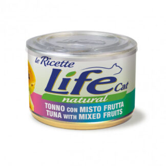 Lifepetcare gatto life cat natural le ricette con tonno e mix di frutta da 150 gr in lattina