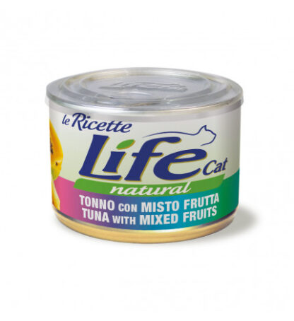 Lifepetcare gatto life cat natural le ricette con tonno e mix di frutta da 150 gr in lattina