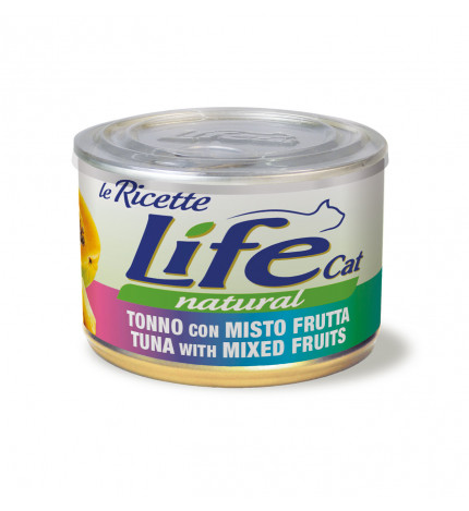Lifepetcare gatto life cat natural le ricette con tonno e mix di frutta da 150 gr in lattina