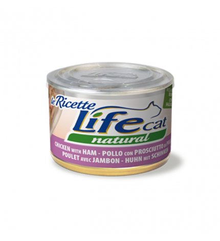LIFEPETCARE GATTO LIFE CAT NATURAL LE RICETTE POLLO CON PROSCIUTTO DA 150 GR IN LATTINA